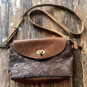 Myra Bag Hair-On Hide Leather Crossbody (Gently Used)